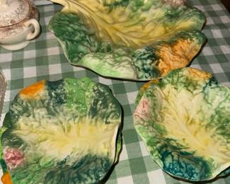 Italian cabbage leaf bowl set, mid-20th century