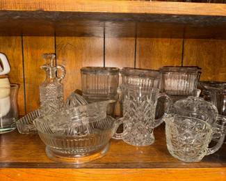 Vintage glass juicers, creamers, & cruets