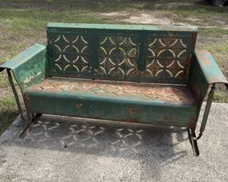 Vintage metal porch glider bench