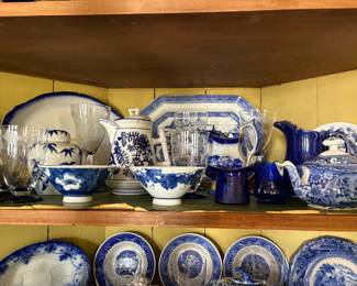 Beautiful Blue and wite, Tea Pots, Creamers,Cobalt Blue Pitcher, platter, Blue Will plates, Rice Bowls