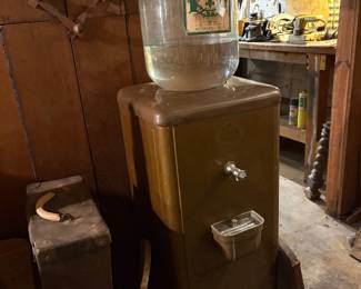 Vintage watercooler and cabinet and dispenser.
