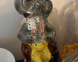Vintage Hand-painted Italian ceramic or porcelain elephant decanter from the 1960's.