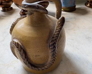 Southern folk art stoneware snake jug