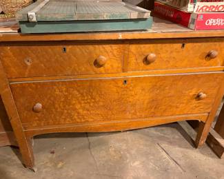 Nice birds eye maple dresser, paper cutter
