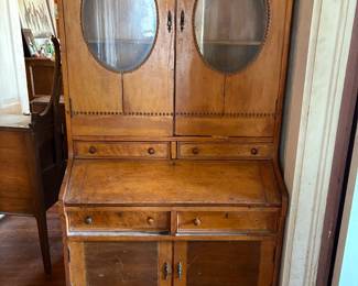 Amazing Maple drop front desk/bookcase- 4 drawers and 2 doors