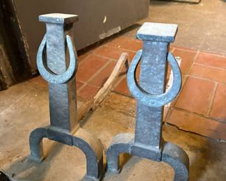 Westernvintage cast iron fireplace andirons, also commonly referred to as firedogs