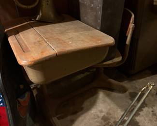 Student desk with metal base