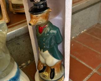 Vintage 1965 Jim Beam "The Hutsman" Gentleman Fox ceramic whiskey decanter