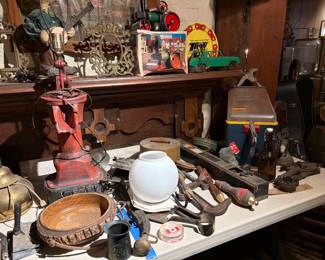 Nut bowl, lamp globe, unique utensils