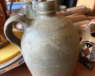 Primitive salt-glazed stoneware jug - excellent condition