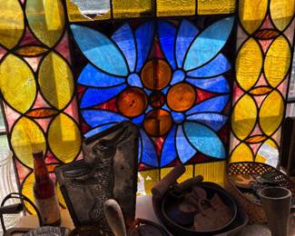Leaded stain glass window - some panes need to be replaced. Dimensions to follow.