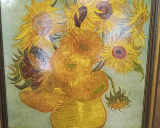 "SUNFLOWERS" by Vincent Van Gough framed reproduction