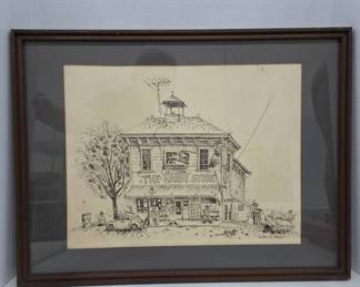 John D. Simpkins Ink Drawing The Handy Store