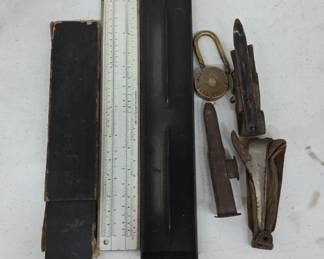 Slide Rule With Case & Corn Shuckers Assortment