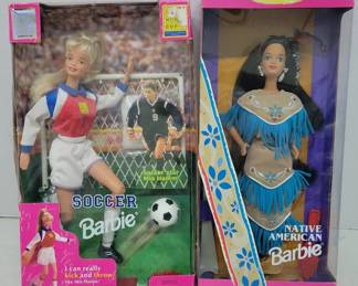 Soccer Barbie Mia Hamm and Native American Barbie