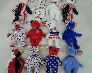 Patriotic Themed TY Beanie Babies Bears Assortment