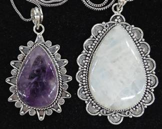 	Amethyst & Moonstone German Silver Necklaces