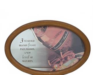 	Paul Masson Brandy Advertising Mirror Wood Frame