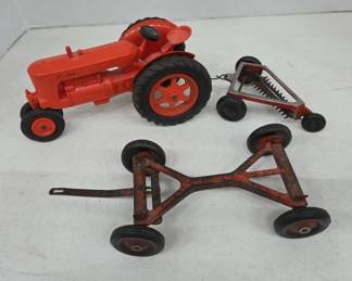 Case Plastic Tractor with Red Metal Implements