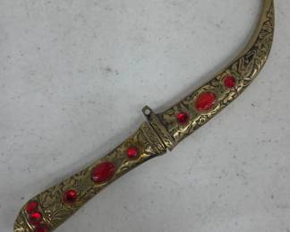 Decorative Brass Dagger W Red Stones