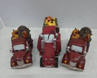 Thanksgiving Red Truck and Tractor Figurines