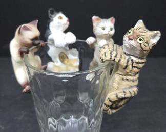 	Cat-Themed Resin Glass Rim Ornaments