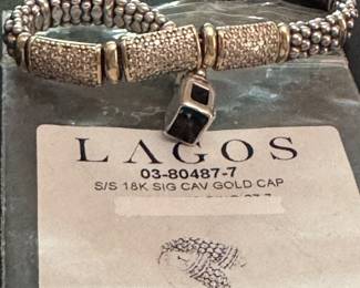 LAGOS caviar diamond, sterling and 18k yellow bracelet