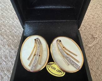14k pearl diamond earrings