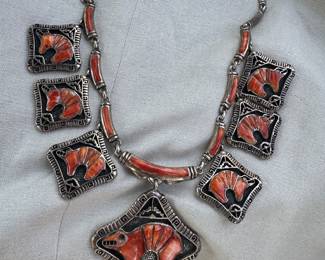 Gorgeous coral Native American necklace