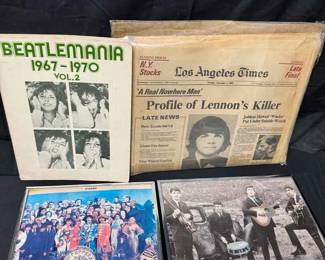 UM348The Beatles VTG 1980 LA Times Newspaper, Beatlemania Vol. 2 Songbook And Two Photos