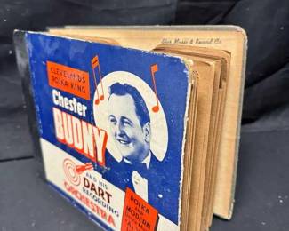 UM362Vintage Polka 45 RPM Records Chester Budny Dart Book Album Holder Storage
