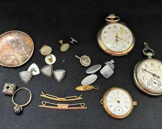 UM399Pocket Watch Bits Pieces And Collection Of Cufflinks More