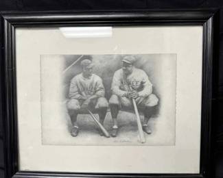 UM314Vintage Allen Friedlander Legends Of The Game Babe Ruth And Lou Gehrig Print