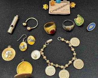 UM357Vintage Coin Bracelet, Pens, Pendants, Rings More