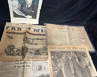 UM461Historic Vintage Newspapers Late 1800s1940s. WWII, FDR Death, And Local News.