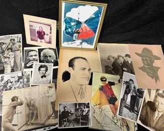 UM480Vintage Celebrity Photos Signed Burt Ward Robin, Young Jodie Foster, John Wayne And More
