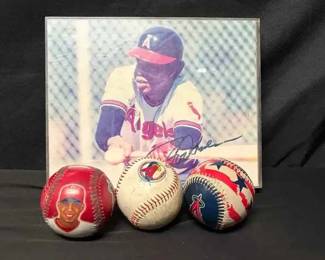 UM429Signed Don Baylor Photo, Francisco Rodriguez Baseball 2 Angels Baseballs