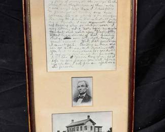 UM375Framed Abraham Lincoln Springfield Farewell Address Speech, Portrait, And Home