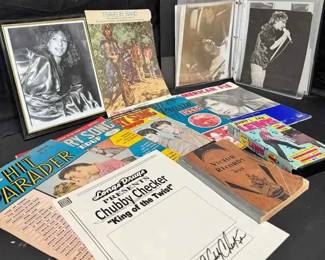 UM403Vintage Music And Ephemera Autographed Chubby Checker, Sheet Music And Photos