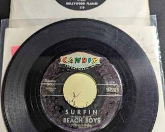 UM305Vintage Beach Boys Surfin Candix 7 Inch Vinyl Record Hollywood Flames By Crazy