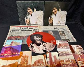 UM453Vintage Elvis Presley And Frank Sinatra Memorabilia Lot with Las Vegas Photos