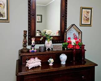 Antique dresser and mirror