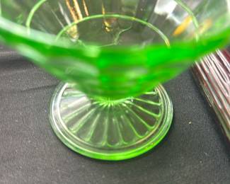 vintage green depression glass