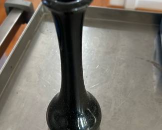 glossy black ceramic bud vase