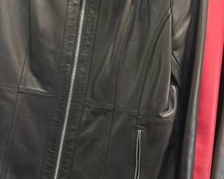 black zip-up leather jacket