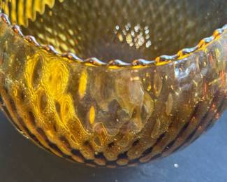 vintage mid-century modern amber glass bowl