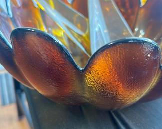 vintage amber glass salad bowl