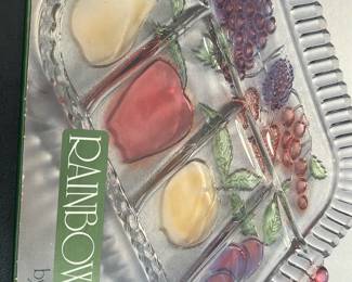 vintage Rainbow Mist 5-part divided relish tray 