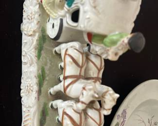  vintage hand-painted porcelain horse-drawn carriage figurine