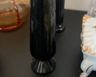 glossy black ceramic bud vase